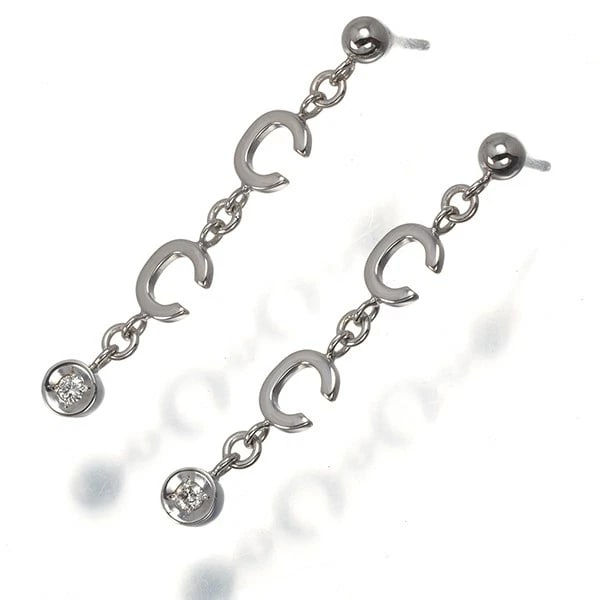 CELINE EARRINGS DIAMOND: CELINE Earrings Diamond Brand: CELINE Type: Earrings Material: 18K / 750 / White Gold Main Stone Natural Color: White Gold Size: Design size: 31.7 x 4.5mm Accessories: None Accessories