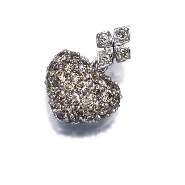 KASAHARA MASUMI PENDANT BROWN &CLEAR HEART PAVED (1 of 2)