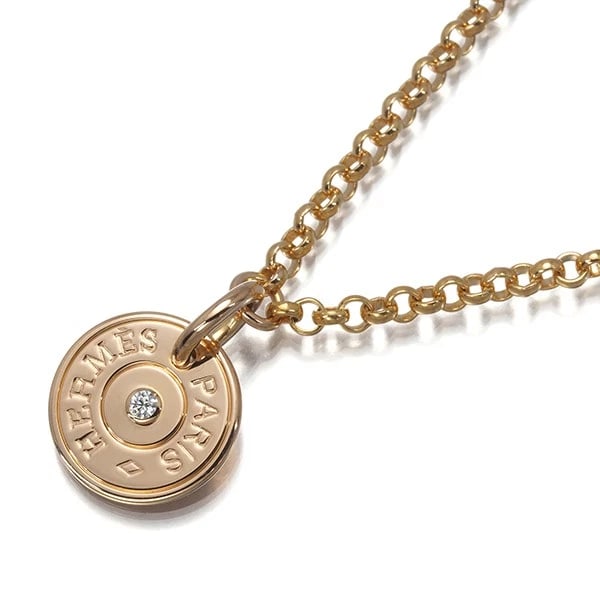 HERMES NECKLACE DIAMOND CLOU: HERMES Necklace Diamond Clou Brand: HERMES Type: Necklace Material: 18K / 750 / Yellow Gold Main Stone Natural Color: Yellow Gold Size: Necklace length: 39 / 41cm Accessories: None