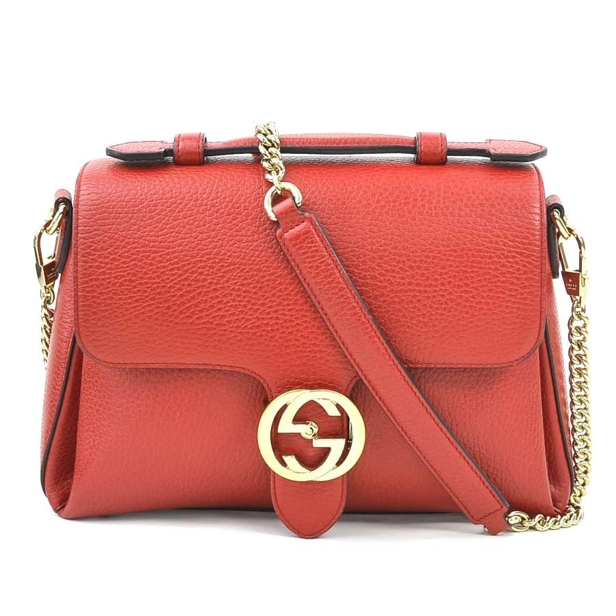 GUCCI INTERLOCKING G SHOULDER BAG RED LEATHER (1 of 11)