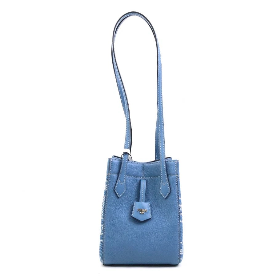 FENDI ZUCCA ORIGAMI SHOULDER BAG BLUE CANVAS/LEATHER (1 of 11)