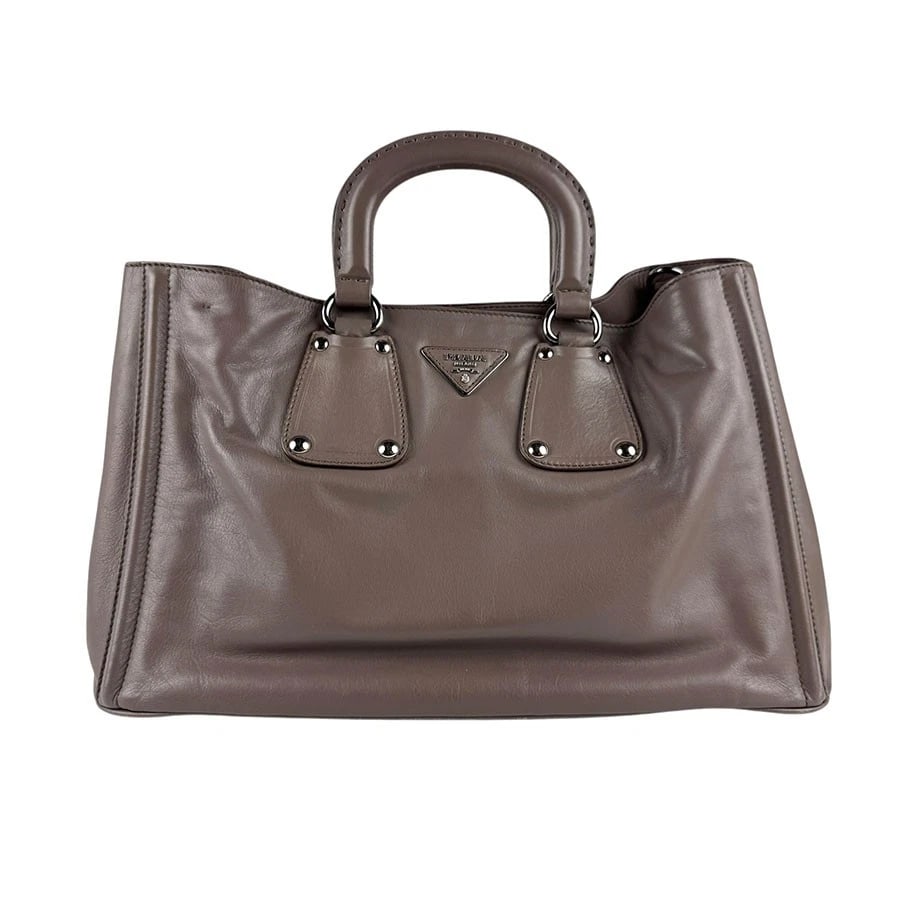 PRADA HANDBAG SHOULDER BAG PURPLE GRAY LEATHER (1 of 12)