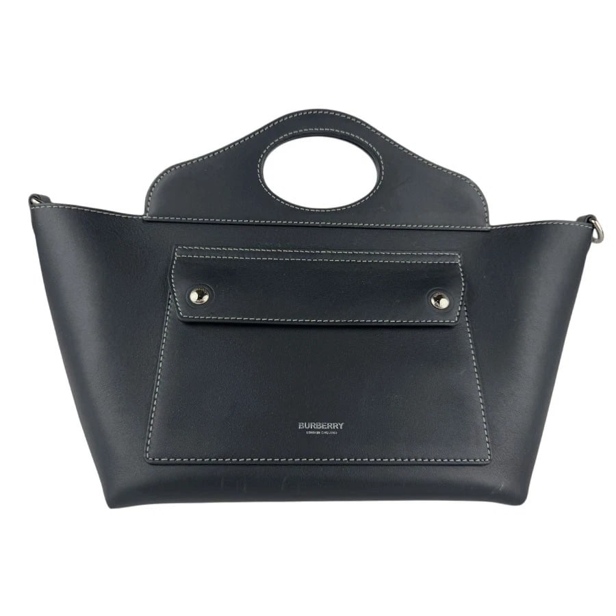 BURBERRY HANDBAG SHOULDER BAG BLACK LEATHER/SILVERTONE (1 of 12)