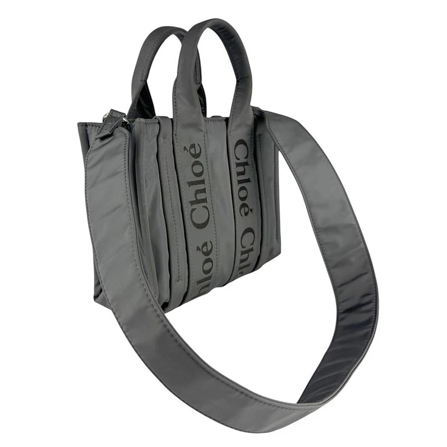 CHLOE WOODY SMALL HANDBAG SHOULDER BAG GRAY NYLON - 10