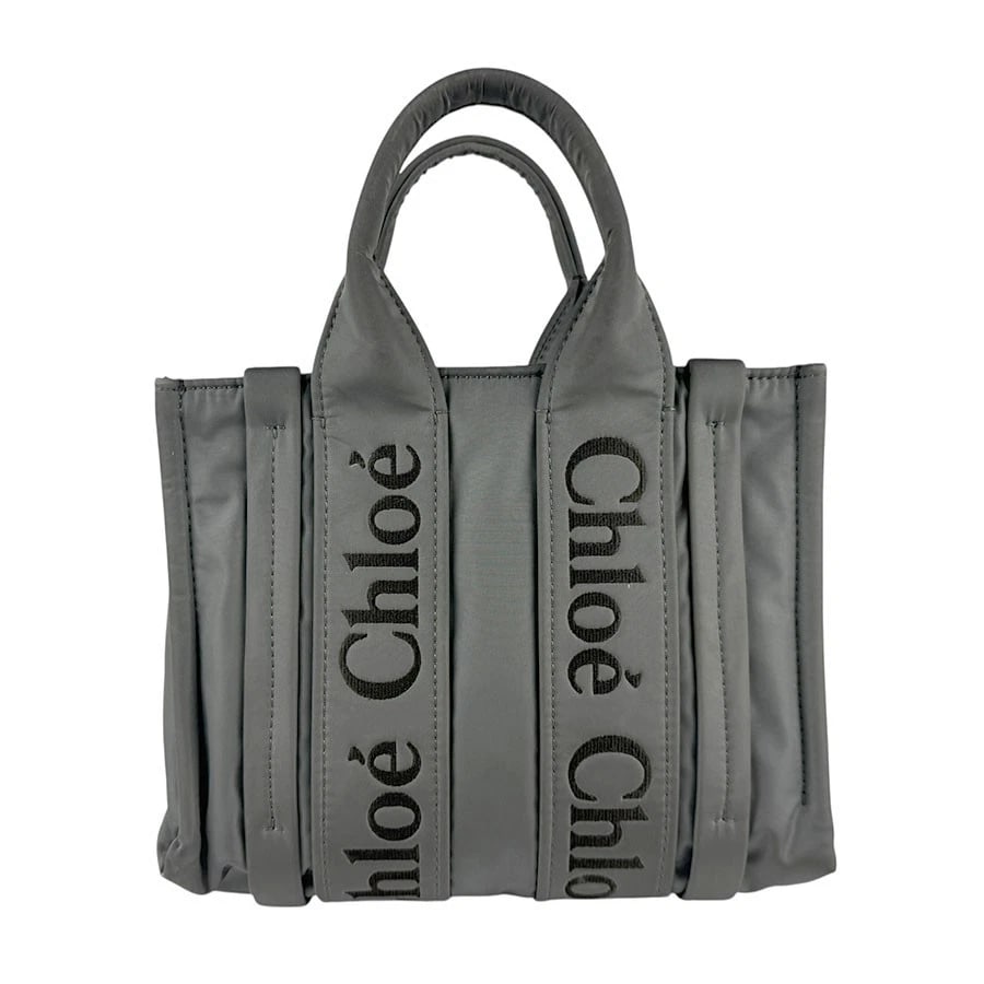CHLOE WOODY SMALL HANDBAG SHOULDER BAG GRAY NYLON - 3