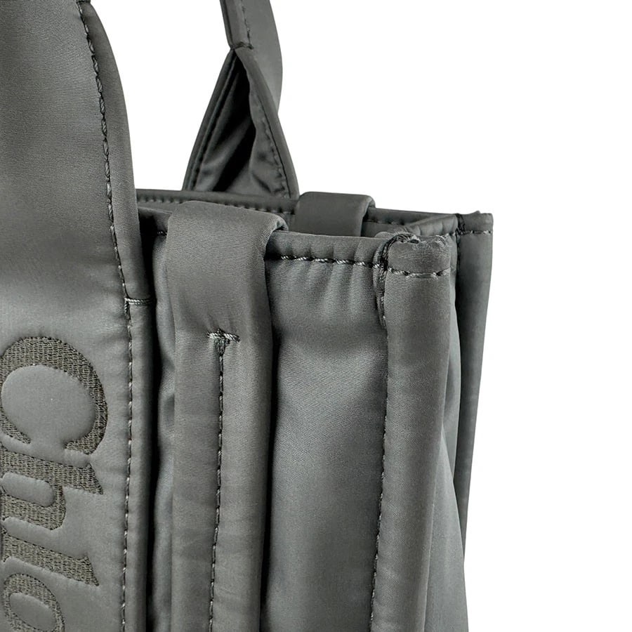CHLOE WOODY SMALL HANDBAG SHOULDER BAG GRAY NYLON - 6