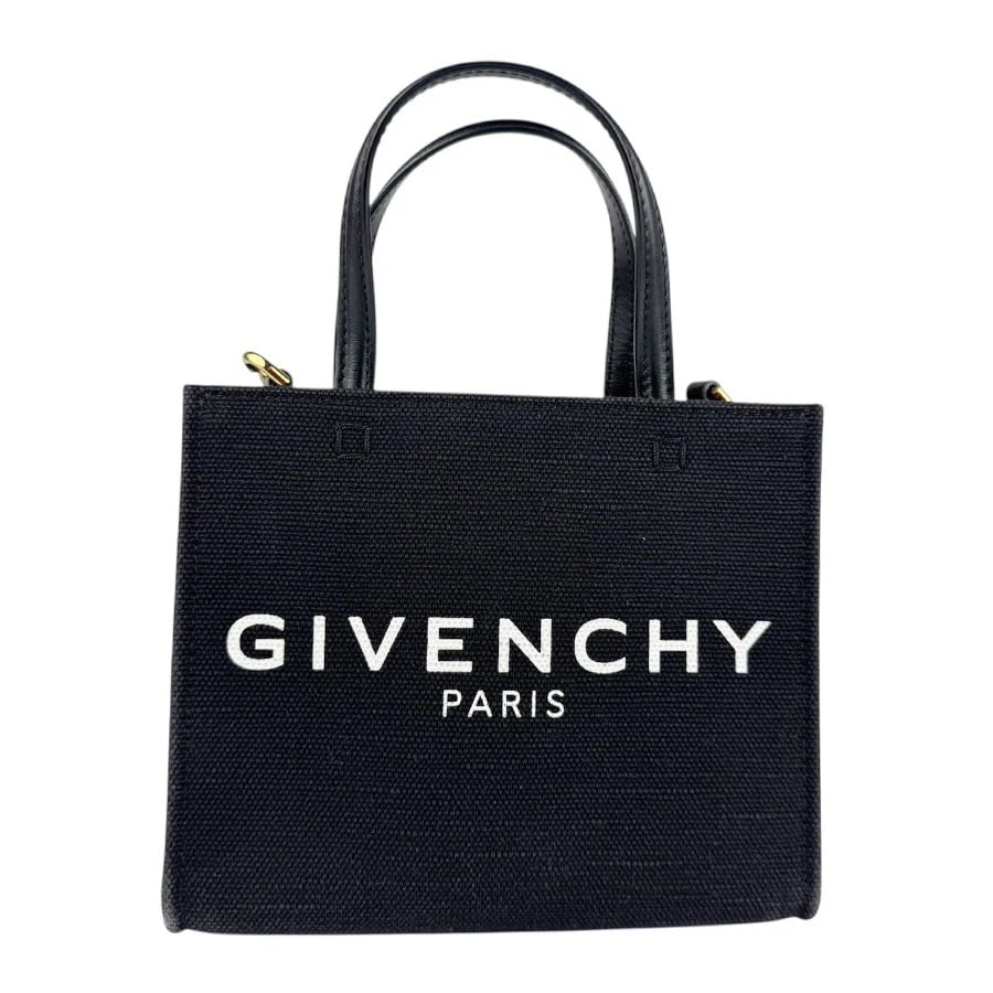 GIVENCHY HANDBAG SHOULDER BAG TOTE BAG BLACK/WHITE CANVAS: GIVENCHY Handbag Shoulder Bag Tote Bag Black/White Canvas Brand: GIVENCHY Type: Handbag Material: Canvas Color: Black Size: Size [inch] W:7.5inx H:6.3inx D:3.1in Handle Length:9.8in Shoulder