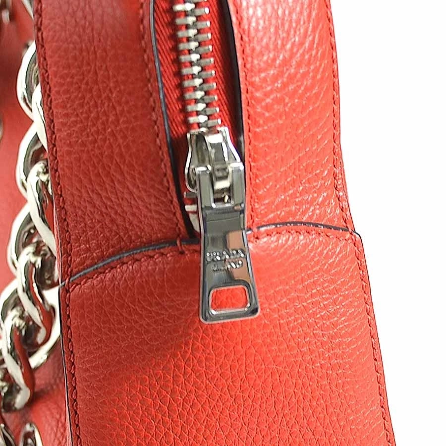 PRADA HANDBAG RED/SILVER LEATHER/METAL - 10