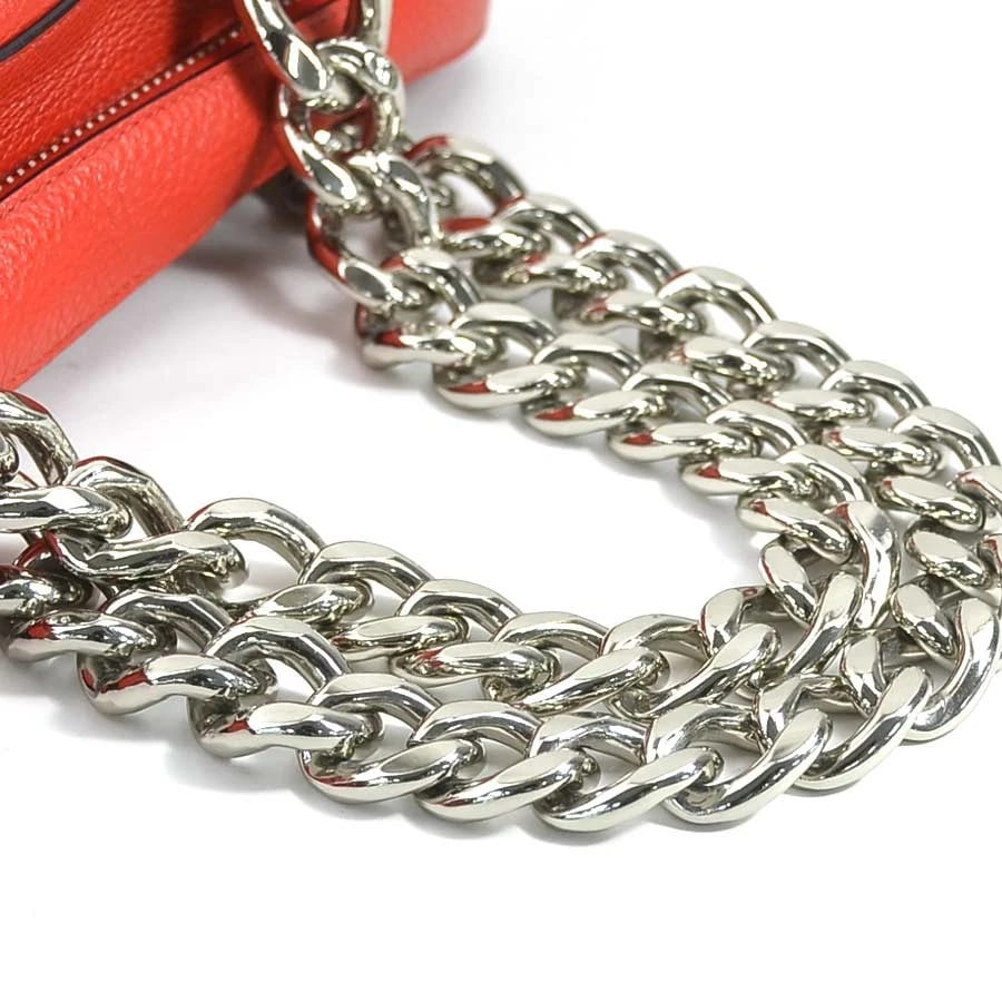 PRADA HANDBAG RED/SILVER LEATHER/METAL - 7