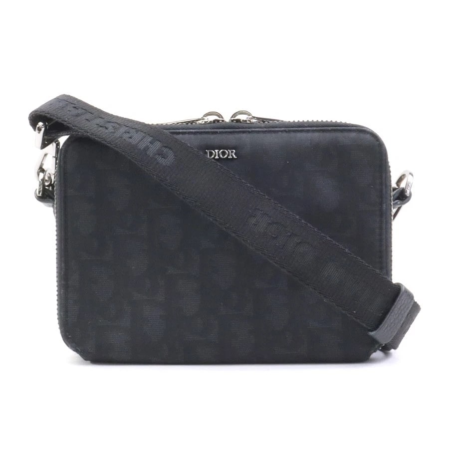 CHRISTIAN DIOR SHOULDER BAG BLACK NYLON CANVAS/SILVERTONE: Christian Dior Shoulder Bag Black Nylon Canvas/Silvertone Brand: Christian Dior Type: Shoulder Bag Material: Nylon Canvas Color: Black Size: Size [inch] (Bottom)W:6.5inx H:4.7inx D:1.8in