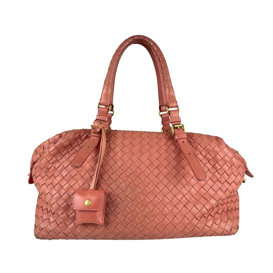 BOTTEGAVENETA INTRECCIATO HANDBAG CORAL PINK LEATHER/GOLDTONE (1 of 12)
