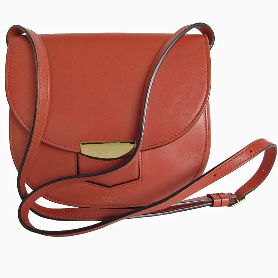 CELINE TROTTER SMALLCROSSBODY SHOULDER BAG ORANGE BROWN LEATHER (1 of 9)