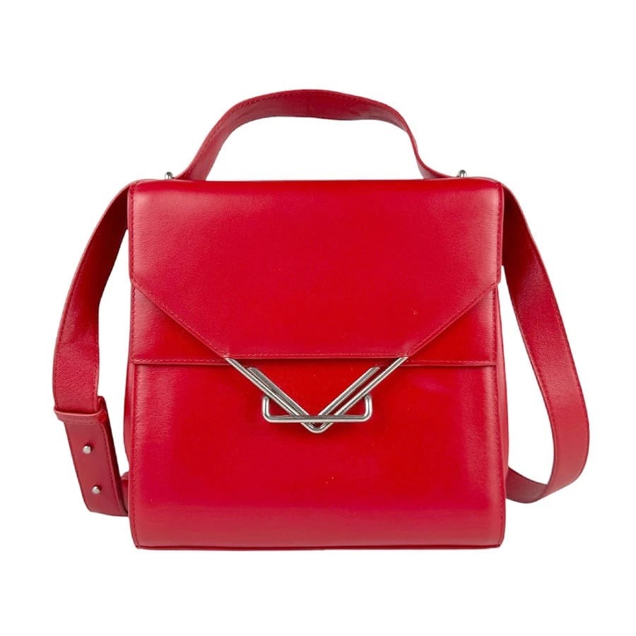 BOTTEGAVENETA THE CLIP SHOULDER BAG RED LEATHER/SILVERTONE (1 of 11)