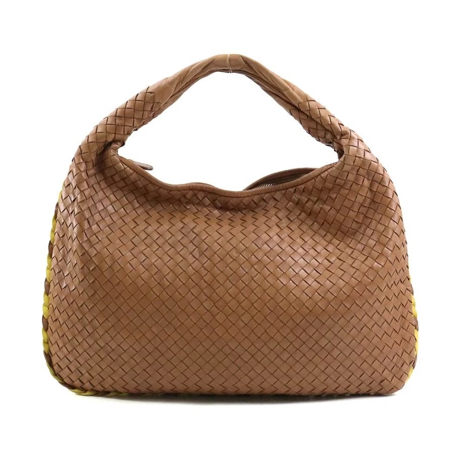 BOTTEGAVENETA INTRECCIATO SHOULDER BAG BROWN/YELLOW LEATHER (1 of 11)
