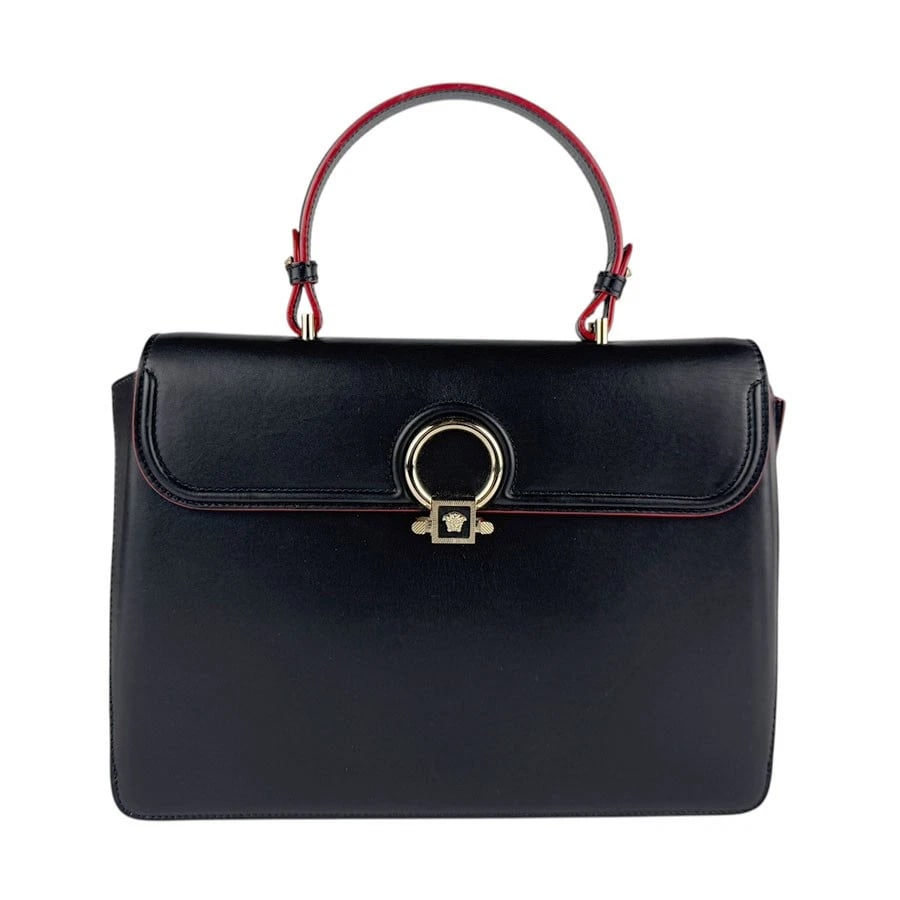 VERSACE MEDUSA HANDBAG SHOULDER BAG BLACK/RED LEATHER: VERSACE Medusa Handbag Shoulder Bag Black/Red Leather Brand: VERSACE Type: Handbag Material: Leather Color: Black X Red Size: Size [inch] W:12.2inx H:9.1inx D:3.1in Handle Length:13.0in Shoulder L