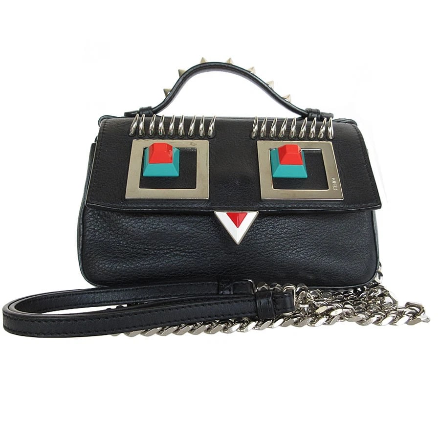 FENDI DOUBLE MICRO BAGUETTE CROSSBODY SHOULDER BAG BLACK/YELLOW: FENDI Double Micro Baguette Crossbody Shoulder Bag Black/Yellow Brand: FENDI Type: Crossbody Shoulder Bag Material: Leather x Metal Color: Black/Yellow Beige/Silver Size: Size [inch] (Bottom)W:6.9