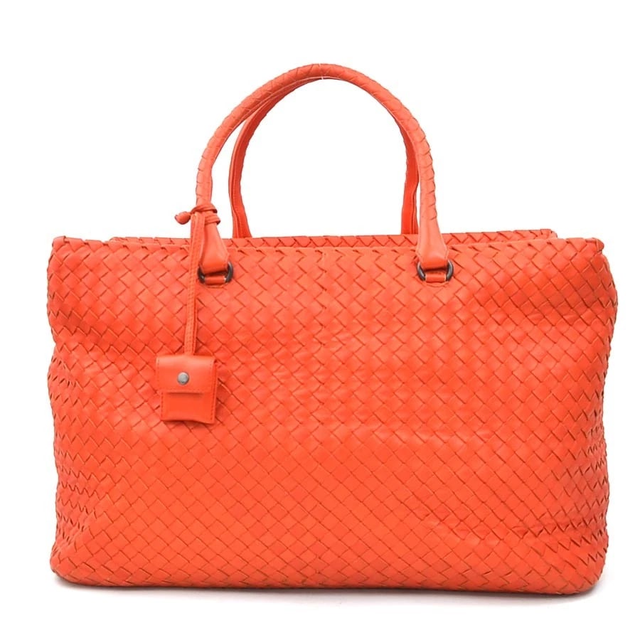 BOTTEGAVENETA INTRECCIATO HANDBAG ORANGE RED LEATHER (1 of 11)