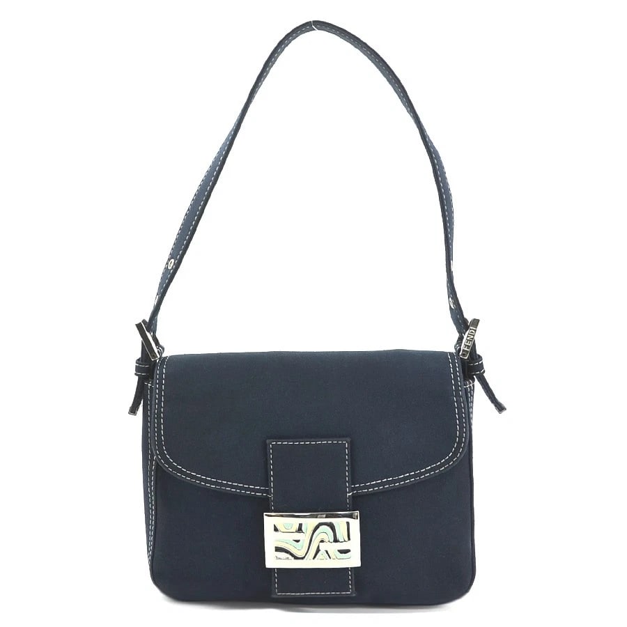 FENDI SHOULDER BAG NAVY CANVAS/SILVERTONE (1 of 10)