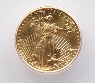 1991 $5 AMERICAN GOLD EAGLE: 1991 $5 American Gold Eagle Grade : MS70 Composition : Gold Denomination : $5 Year : 1991 Country of Origin : United States Mint Location : Philadelphia Brand/Mint : None Accesso