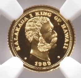 1989 HAWAII GOLD 1/20 CROWN KING: 1989 Hawaii Gold 1/20 Crown King Grade : PF69 Composition : Gold Denomination : Not Specified Year : 1989 Country of Origin : None Mint Location : None Brand/Mint : None Accessor