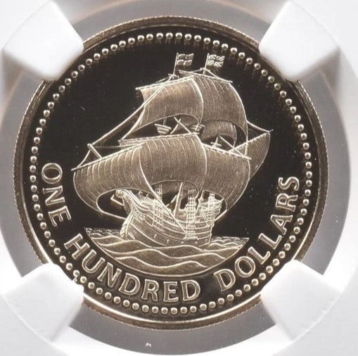 1975 FM BARBADOS $100 GOLD SETTLEMENT 350TH ANNIVERSARY (1 of 2)