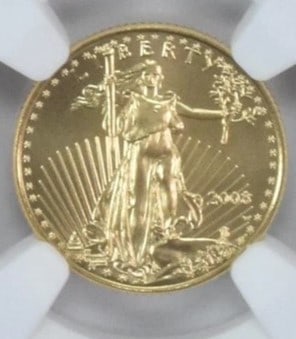 2008-W $5 BURNISHED GOLD EAGLE (1 of 2)