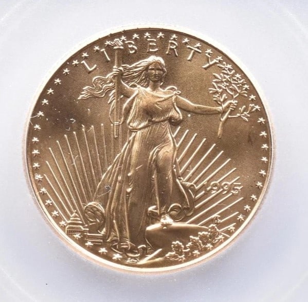 1995 $25 AMERICAN GOLD EAGLE: 1995 $25 American Gold Eagle Grade : MS69 Composition : Gold Denomination : $25 Year : 1995 Country of Origin : None Mint Location : None Brand/Mint : None Accessories: None Accessories