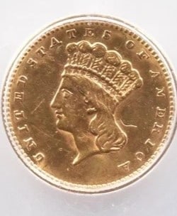 1862 $1 INDIAN PRINCESS HEAD GOLD DOLLAR (1 of 2)
