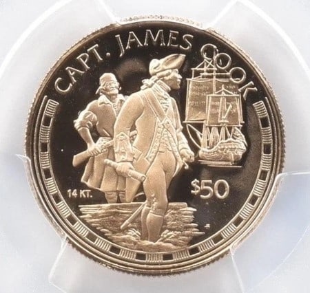 1997 FM COOK ISLANDS 50 DOLLARS GOLD JAMES COOK (1 of 2)