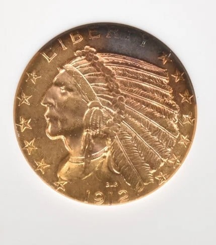 1912 $5 INDIAN HEAD GOLD HALF EAGLE (1 of 2)
