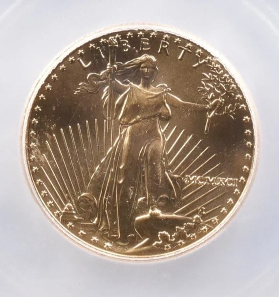 1991 $25 AMERICAN GOLD EAGLE 1/2 OZ GOLD (1 of 2)