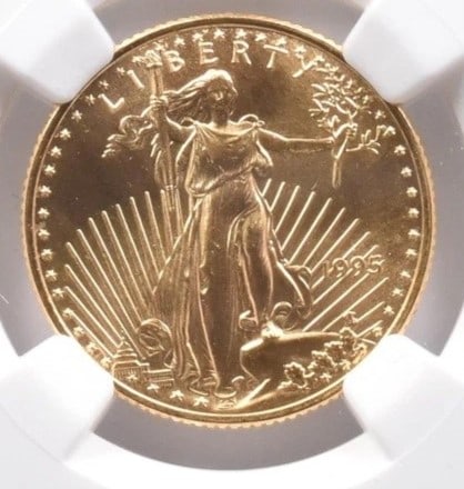1995 $10 AMERICAN GOLD EAGLE: 1995 $10 American Gold Eagle Grade : Brilliant Uncirculated Composition : Gold Denomination : $10 Year : 1995 Country of Origin : None Mint Location : None Brand/Mint : None Acce
