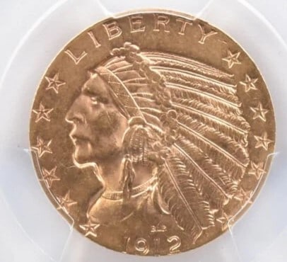 1912-S $5 INDIAN HEAD GOLD HALF EAGLE (1 of 2)