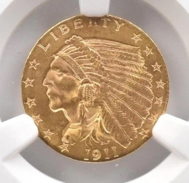 1911 $2.50 INDIAN HEAD GOLD QUARTER EAGLE (1 of 2)