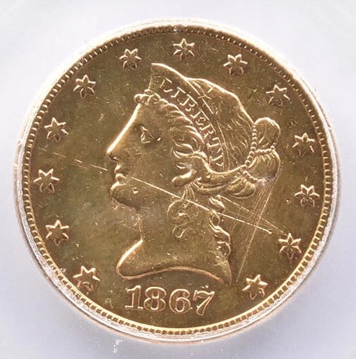 1867-S $10 LIBERTY HEAD GOLD EAGLE (1 of 2)