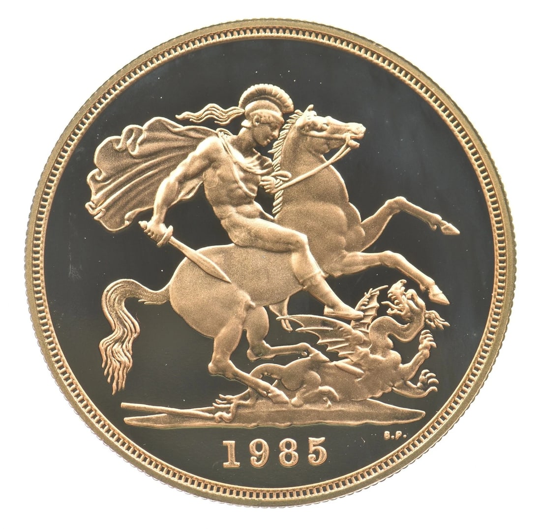 1985 GREAT BRITAIN 5 POUND GOLD SOVEREIGN (1 of 2)