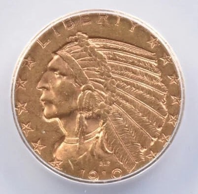 1910-S $5 INDIAN HEAD GOLD HALF EAGLE (1 of 2)