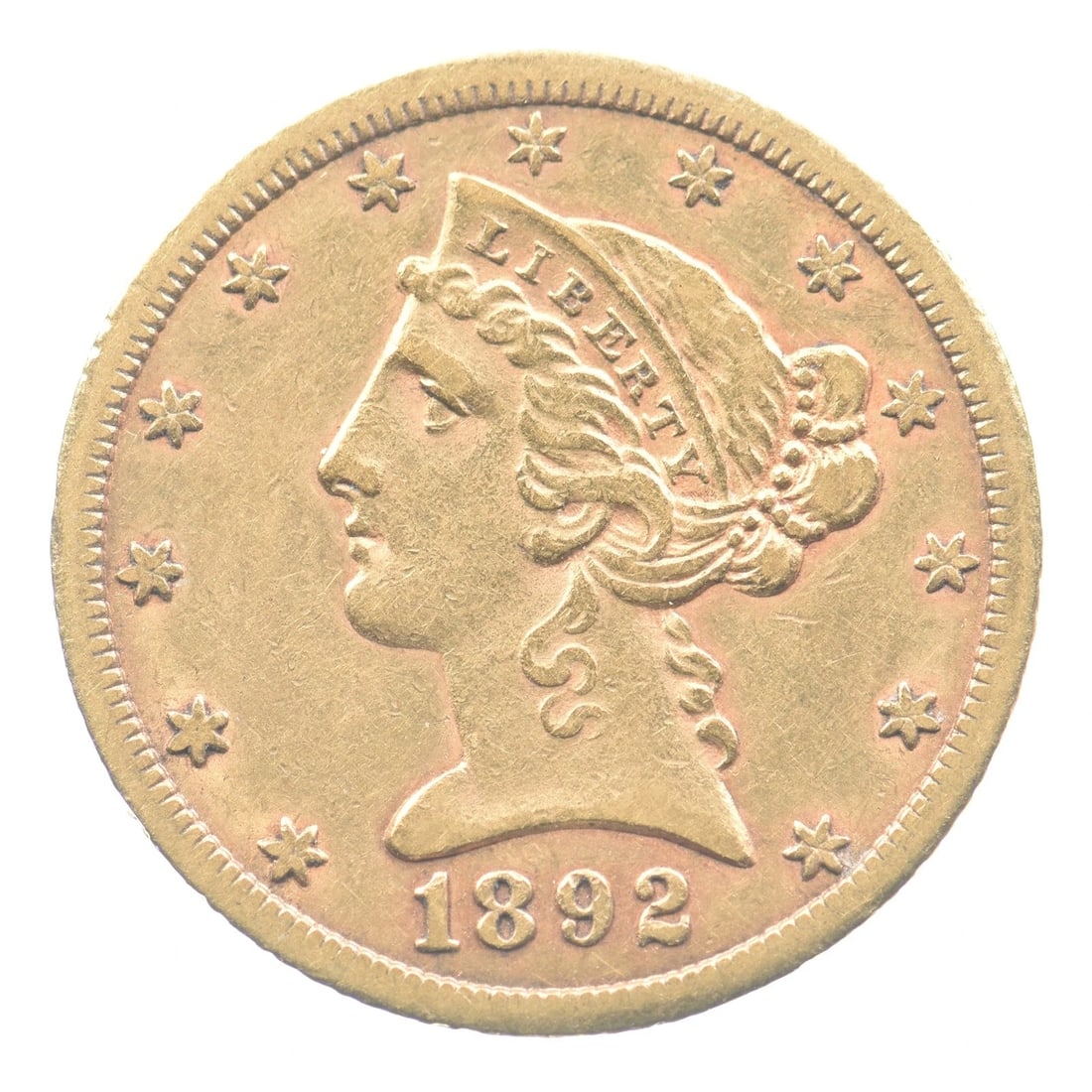 1892-CC $5 LIBERTY HEAD GOLD HALF EAGLE (1 of 2)