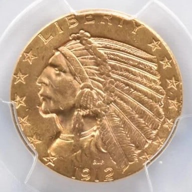 1912 $5 INDIAN HEAD GOLD HALF EAGLE (1 of 2)