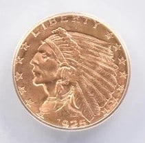 1925-D $2.50 INDIAN HEAD GOLD QUARTER EAGLE (1 of 2)