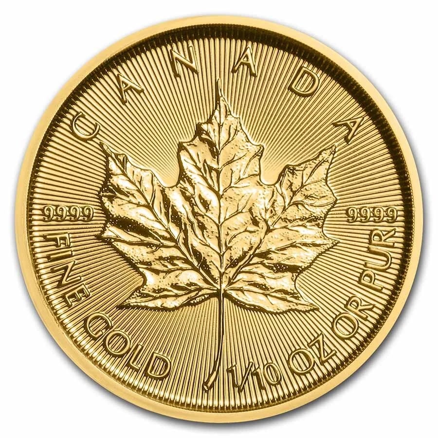 2022 CANADA 1/10 OZ GOLD MAPLE LEAF BU: 2022 Canada 1/10 oz Gold Maple Leaf BU Brand : Canada - Royal Canadian Mint Year : 2022 Denomination : $5.00 Fineness : 0.9999 Country of Origin/Country/Region of Manufacture : Canada Coin : None