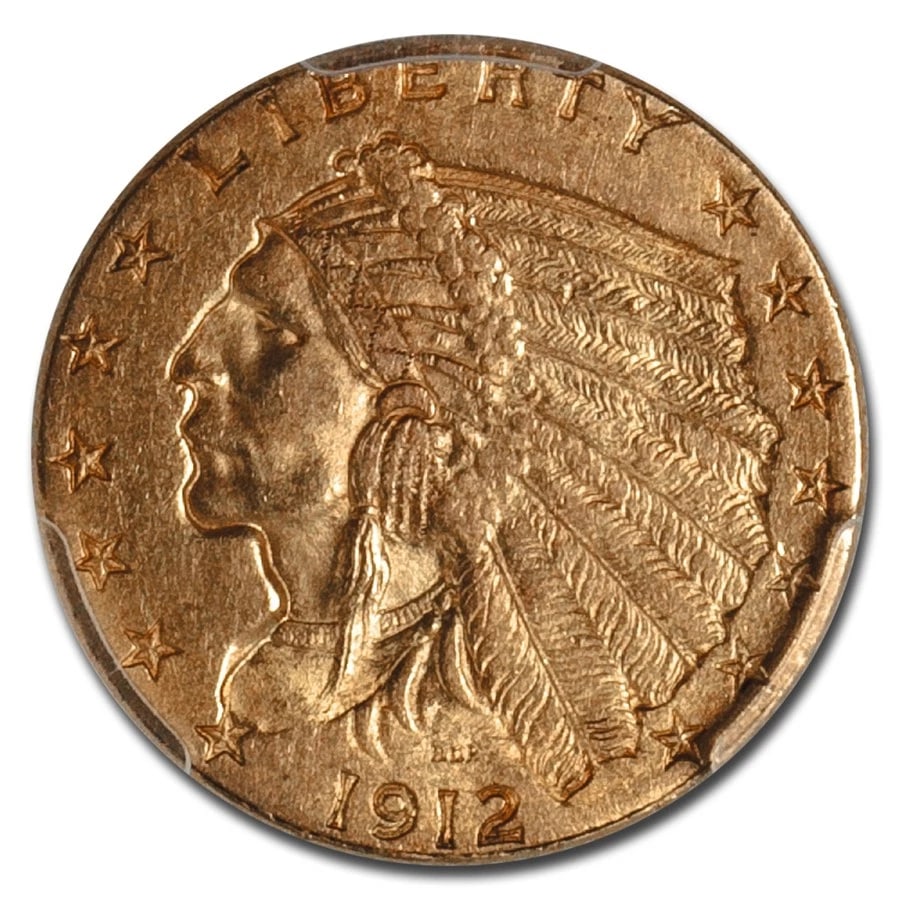 1912 $2.50 INDIAN GOLD QUARTER EAGLE AU-58 (1 of 2)