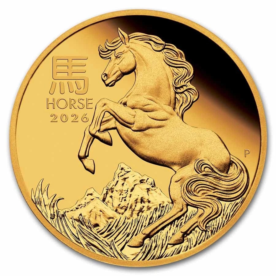 2026 AUSTRALIA 1/10 OZ GOLD LUNAR HORSE PROOF: 2026 Australia 1/10 oz Gold Lunar Horse Proof Brand : Perth Mint Year : 2026 Denomination : 15 Dollars Fineness : 0.9999 Country of Origin/Country/Region of Manufacture : Australia Coin :