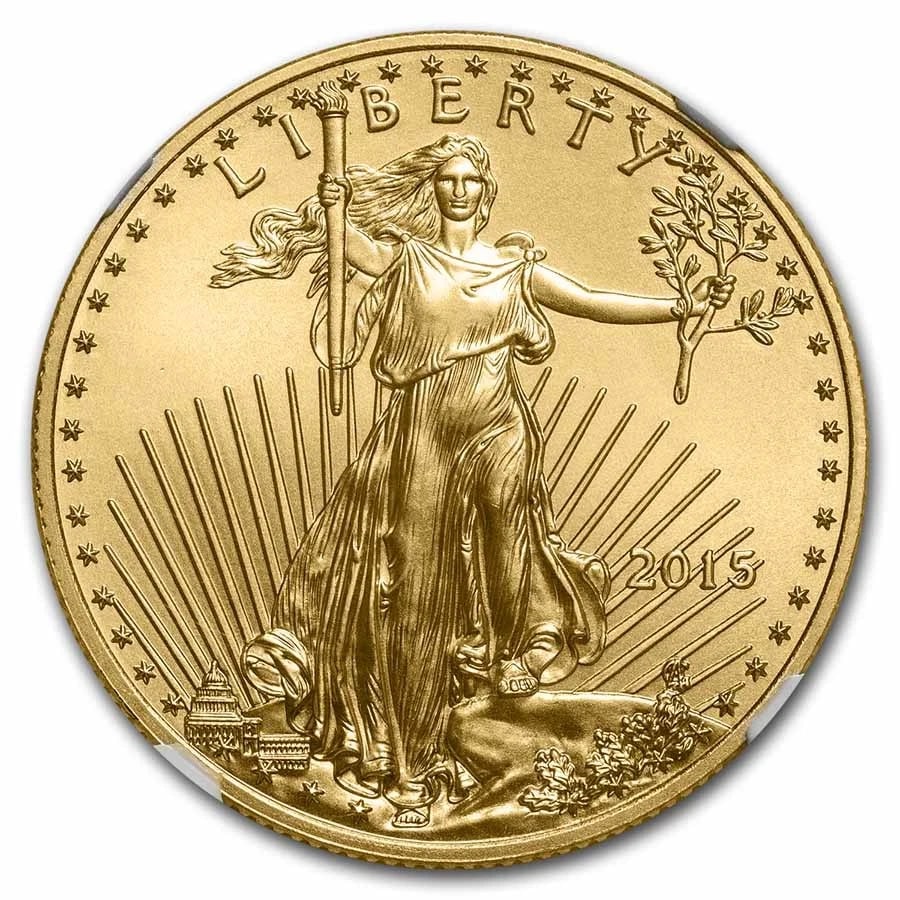2015 1/2 OZ AMERICAN GOLD EAGLE (FDI): 2015 1/2 oz American Gold Eagle (FDI) Brand : US Mint Year : 2015 Denomination : 25 Dollars Fineness : 0.9167 Country of Origin/Country/Region of Manufacture : United States Coin : None 
