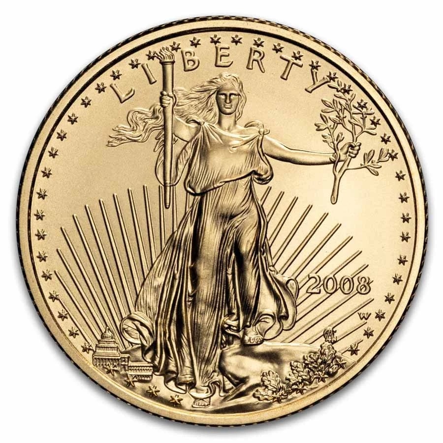 2008-W 1/4 OZ BURNISHED AMERICAN GOLD EAGLE (1 of 2)