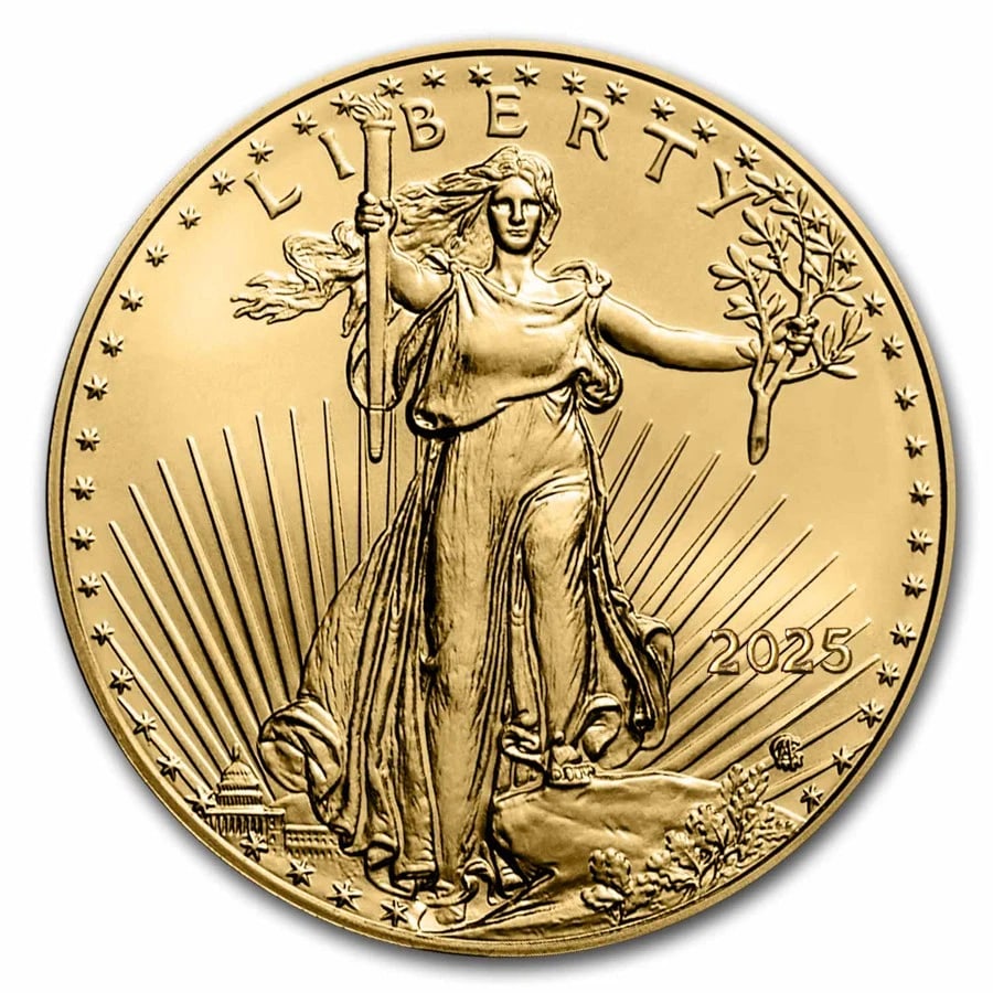 2025 1 OZ AMERICAN GOLD EAGLE BU: 2025 1 oz American Gold Eagle BU Brand : US Mint Year : 2025 Denomination : 50 Dollars Fineness : 0.9167 Country of Origin/Country/Region of Manufacture : United States Coin : None Brand/