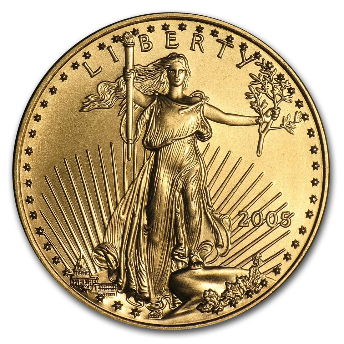2005 1/2 OZ AMERICAN GOLD EAGLE BU: 2005 1/2 oz American Gold Eagle BU Brand : US Mint Year : 2005 Denomination : $25 Fineness : 0.9167 Country of Origin/Country/Region of Manufacture : United States Coin : None Brand/Mint