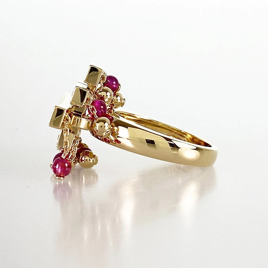 CARTIER YELLOW GOLD RUBY DIAMOND RING - 2