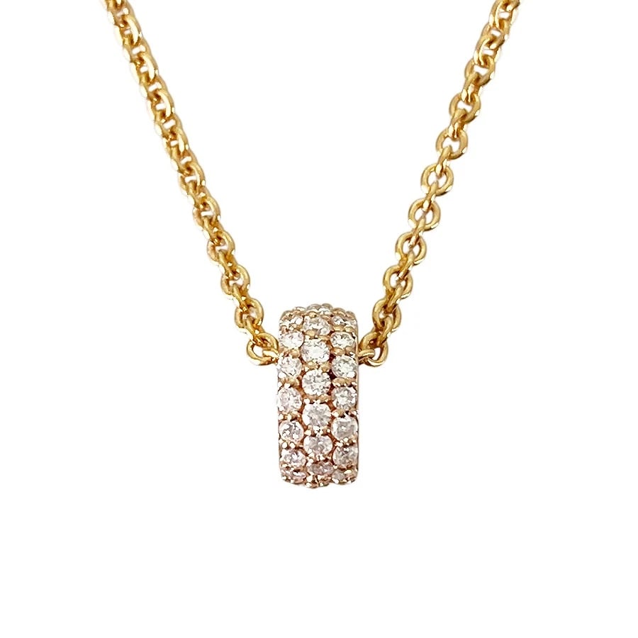 PONTE VECCHIO ROSE GOLD DIAMOND NECKLACE: Ponte Vecchio Rose gold Diamond Necklace Brand: Ponte Vecchio Type: Necklace Material: 18K Rose Gold 18K Yellow Gold Main Stone Natural Color: Gold Size: 3.5mm×8.5mm Necklace full length:44cm