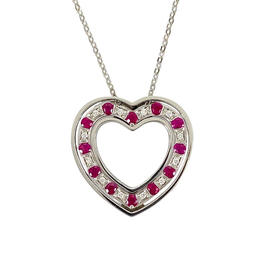 DAMIANI BELLE EPOQUE HEART WHITE GOLD DIAMOND RUBY NECKLACE (1 of 8)